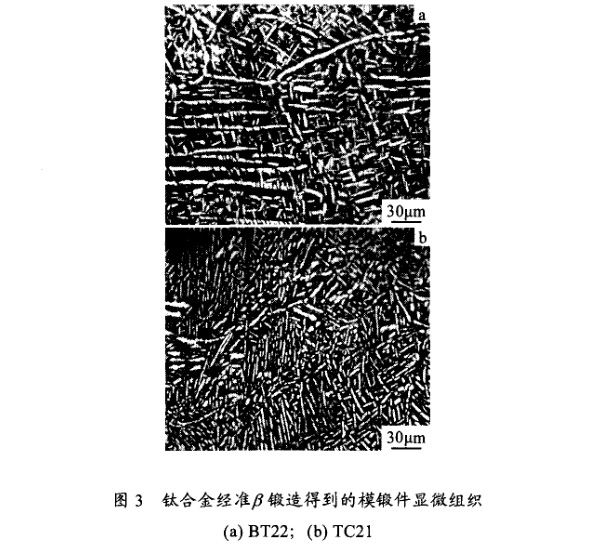 鈦合金準β鍛造得到的模鍛件顯微組織